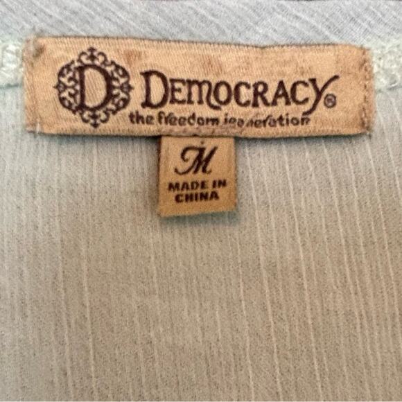Democracy Top Womens Size M Sea Foam Green Knit over Chiffon Fairy Sparkle - Picture 4 of 6